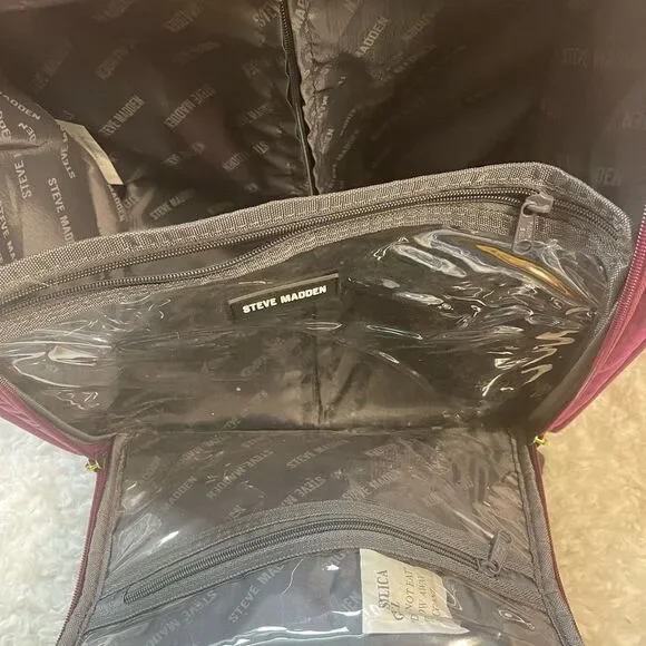 Steve Madden Designer Carry-on Suitcase weekender Nylon peek-a-boo purple. - Picture 7 of 10